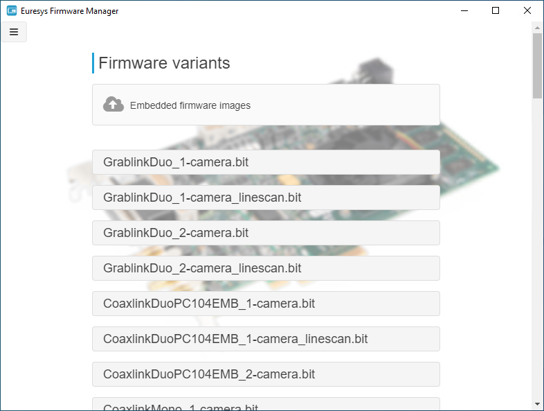 Uploading Alternate Firmware (GUI mode)